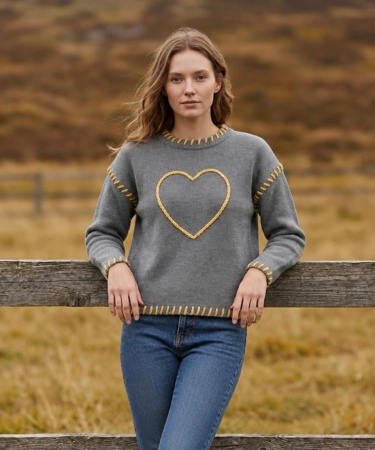 Ala Whipstitch Heart Sweater