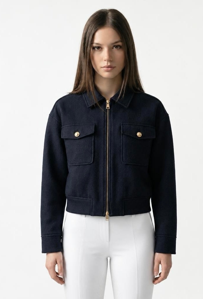 Sapphire Twill Bomber Jacket