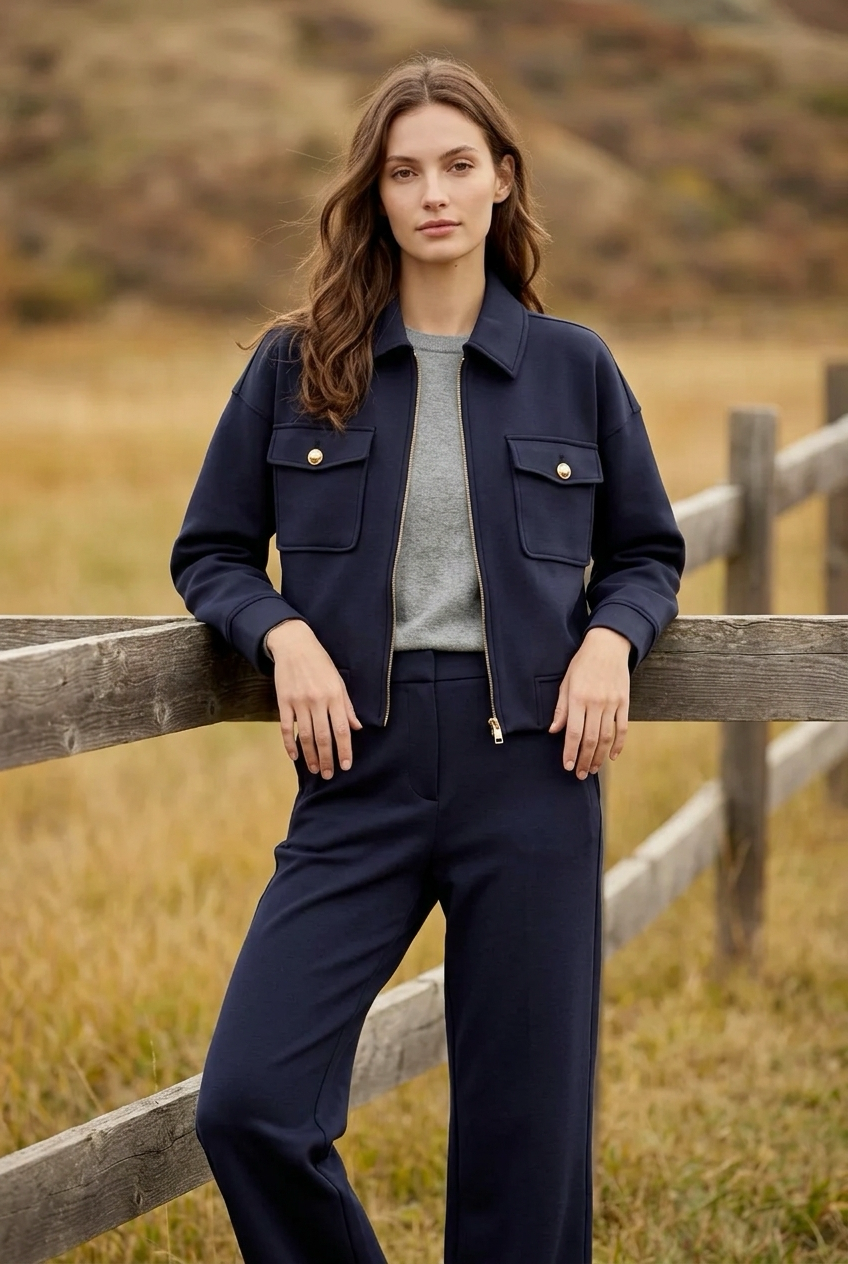Sapphire Twill Bomber Jacket