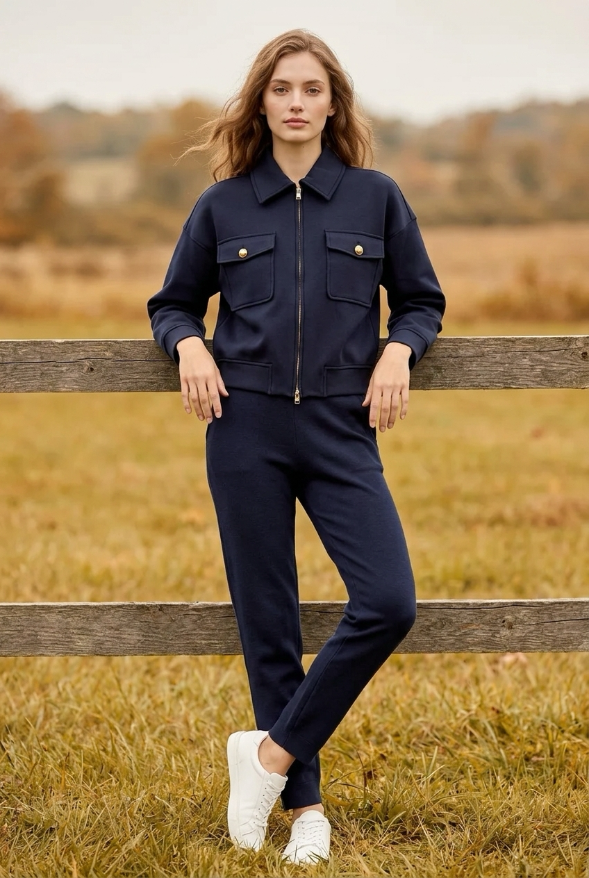 Sapphire Twill Bomber Jacket